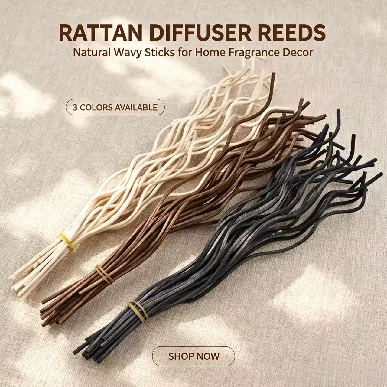 Reed Diffuser Set - 20 szt. Długie, falowane patyczki rattanowe