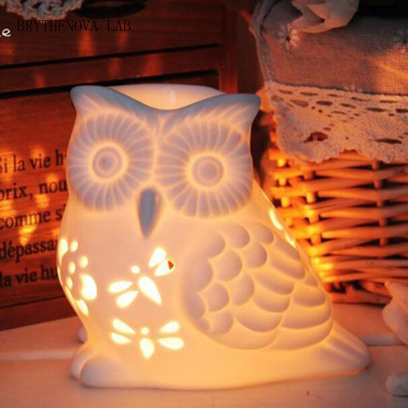 Home Fragrance Lamp - Porcelanowy aromaterapeutyczny palnik w kształcie sowy,